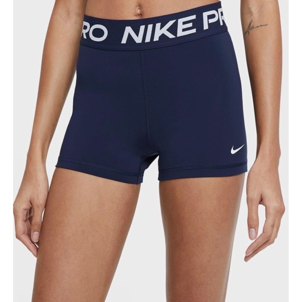 Nike Pro Dri-FIT Womens 3 Inch Compression Training Shorts Navy Blue Large